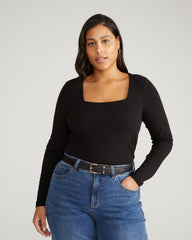 Agatha Liquid Jersey Top - Black