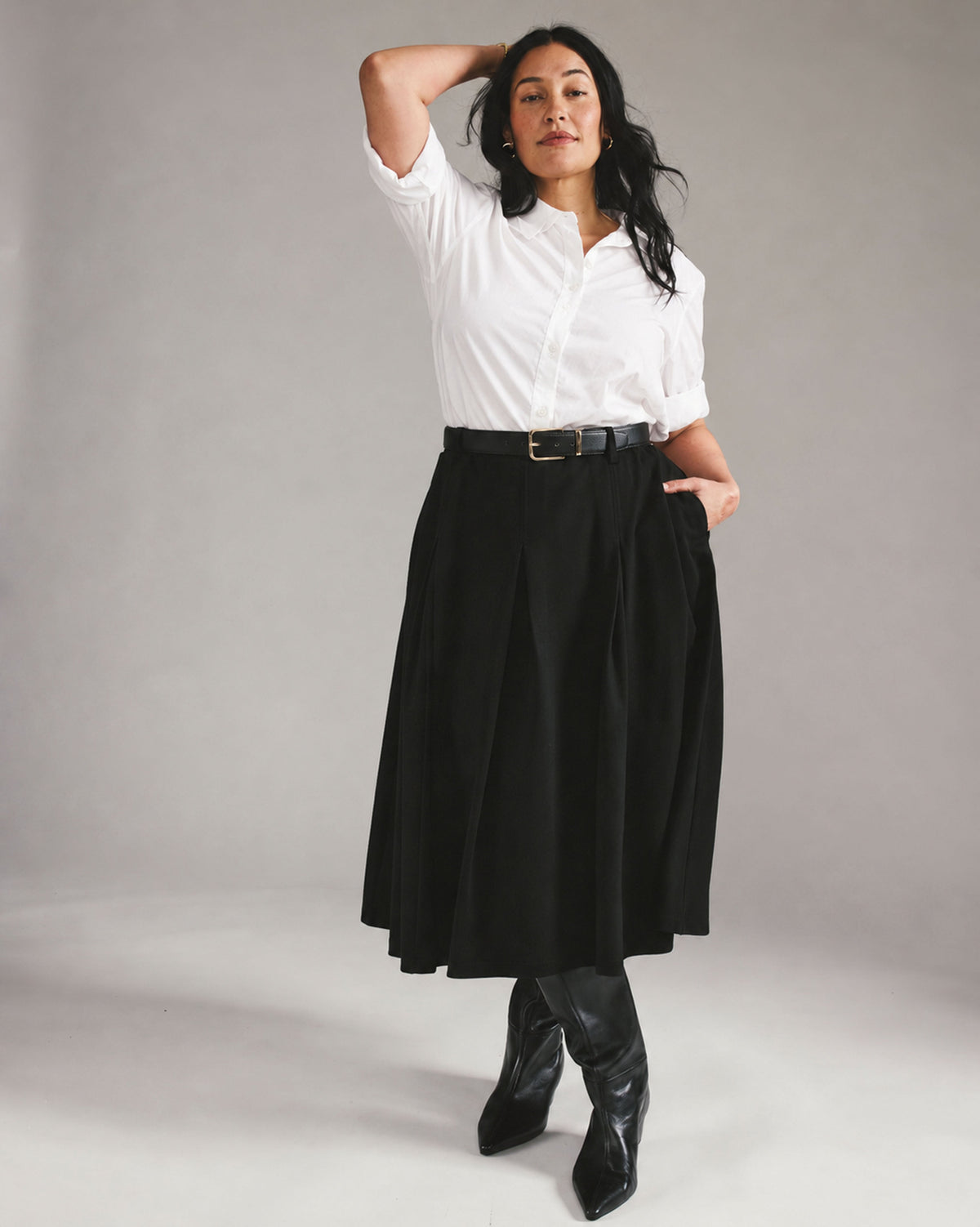 Aleya Pleated Ponte Skirt - Black