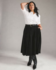 Aleya Pleated Ponte Skirt - Black