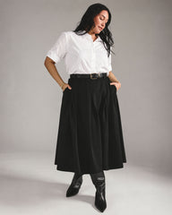 Aleya Pleated Ponte Skirt - Black