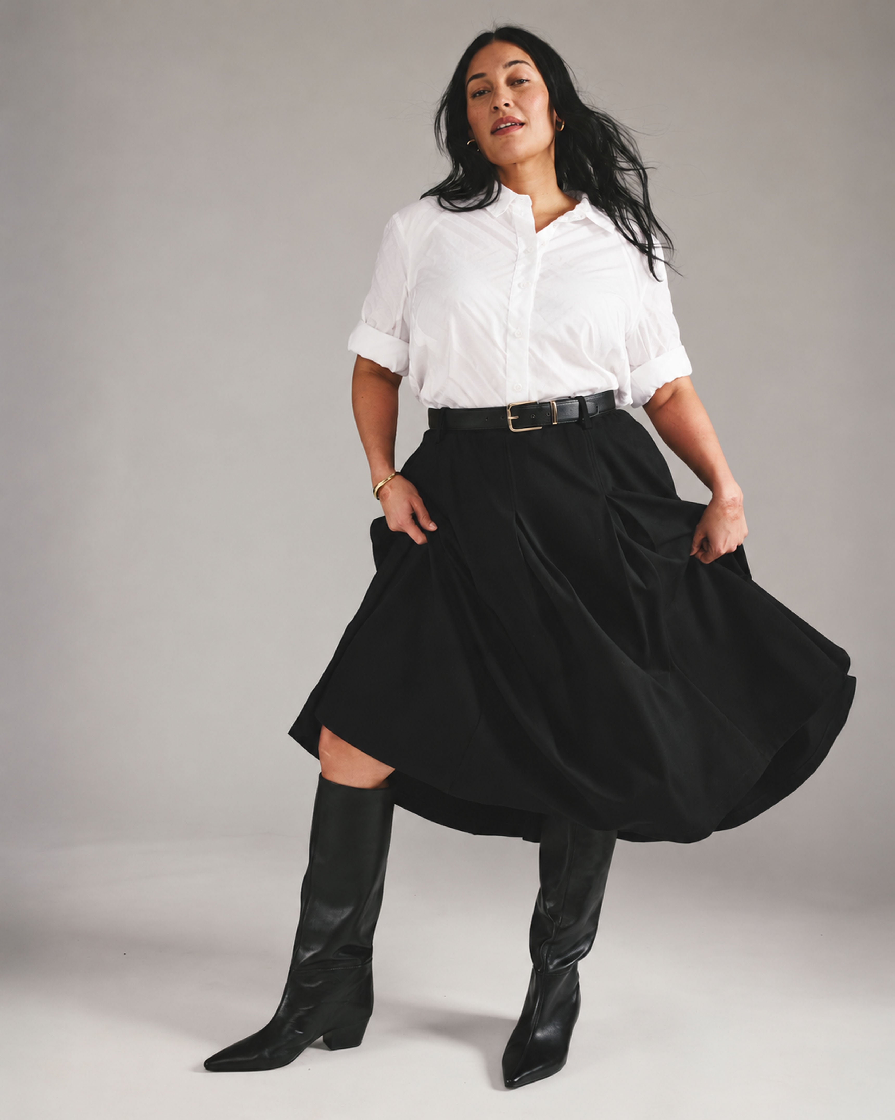 Aleya Pleated Ponte Skirt - Black