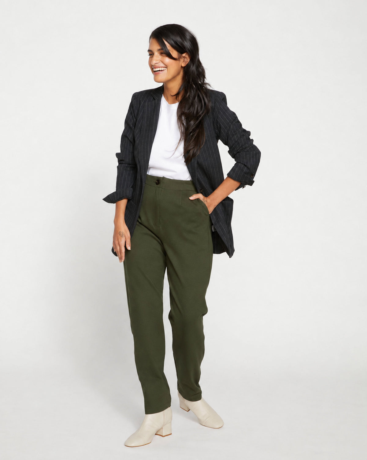 Audrey Relaxed Uniform Ponte Workpant - Kombu Green