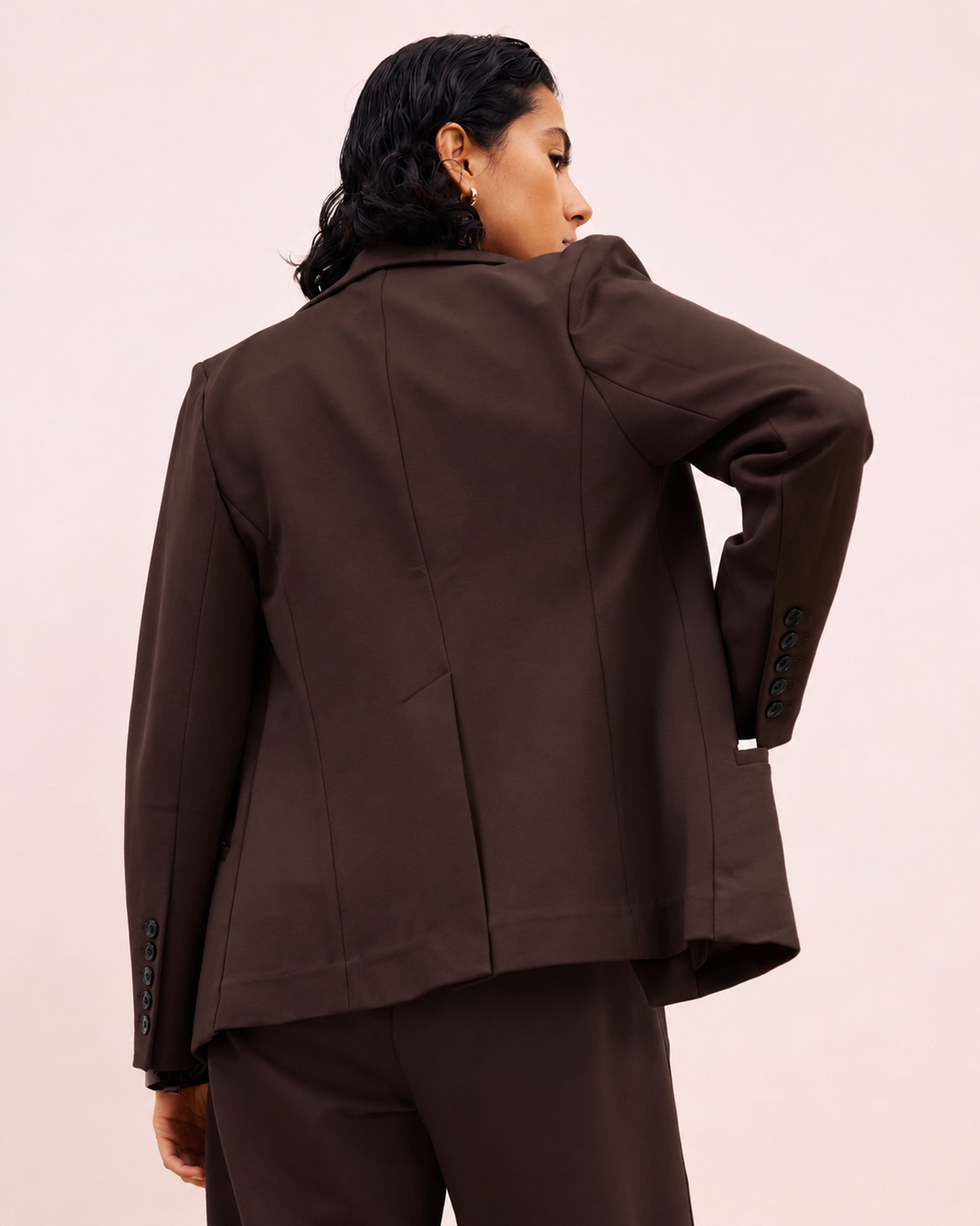 Bianca Double Breasted Ponte Blazer - Espresso