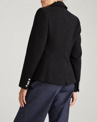 4 Pocket Ponte Blazer - Black Tweed with Silver Buttons